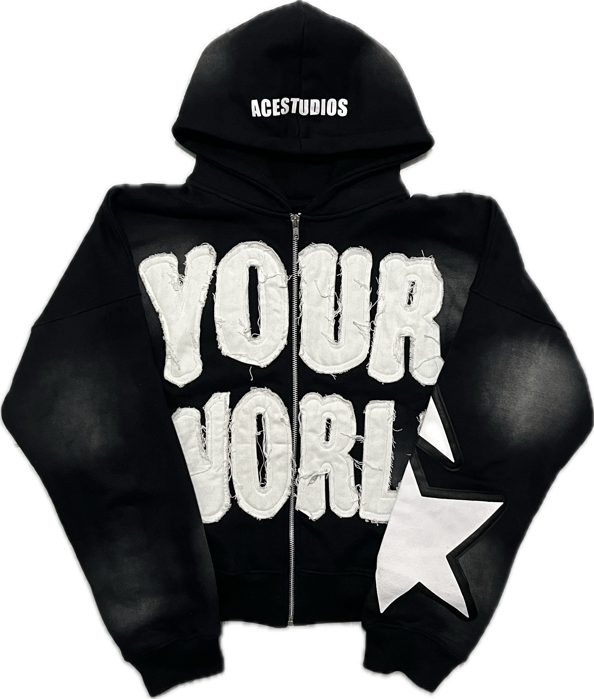 "UR WRLD" Zip-Up BLACK